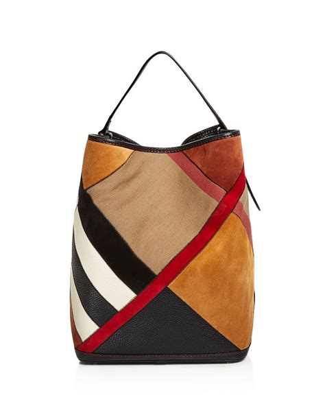 Burberry Ashby Medium Canvas Check Patchwork Hobo